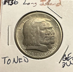 1936 Long Island Commemorative Half Dollar Superb Gem Bu Uncirculated 90% Silver - Picture 1 of 2
