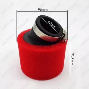 Red 42mm Angled Foam Pod Air Filter 125cc 140cc Pit Dirt Bike GY6 150cc Moped - Picture 1 of 5