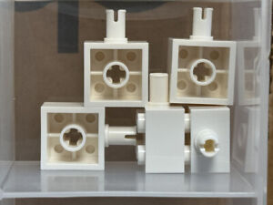 LEGO Parts - White Brick, Modified 2 x 2 w Pin and Axle Hole - No 6232 - QTY 5