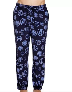 MARVEL Mens Navy Blue Superhero Logos Pajama PANTS  M  L  XL  (Runs Small)  NWT - Picture 1 of 4