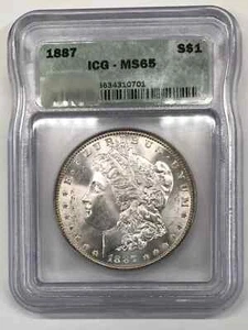 1887 P Morgan Silver Dollar ICG MS65 Top 100 VAM-12A DDO Alligator Eye Die Clash - Picture 1 of 5