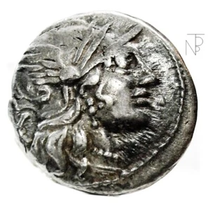 Ancient Rome Republic (PLUTIA) Denario Roma-Dioscuri - Picture 1 of 8
