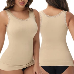 Womens Shapewear Compression Cami U Neck Tank Top Tummy Control Camisole Shaper - Picture 1 of 27