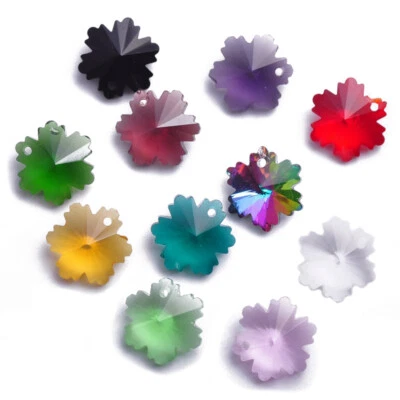 10pcs 14mm Snowflake Faceted Crystal Glass Drop Prism Pendants Loose Beads lot - Image 1 of 4