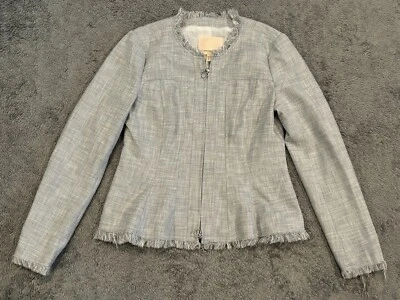 Rebecca Taylor Jacket Womens 4 Full Zip Soft Denim Chambray Gray Raw Hem Casual - Image 1 of 4