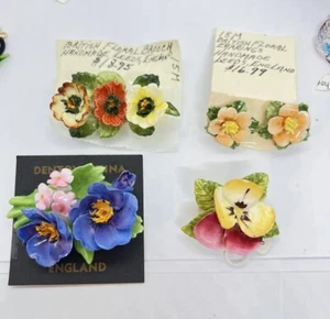 Lote de colección de patrimonio broche y pendientes de joyería de disfraz denton China Leeds - Imagen 1 de 3