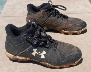 Under Armour Mens Leadoff baseball cleats, USA size 6.5, black and white - Picture 1 of 4