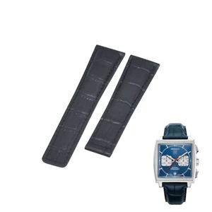 22mm Black Leather Watch Strap For Tag Heuer Monaco CW2113 FC6183 - Picture 1 of 7