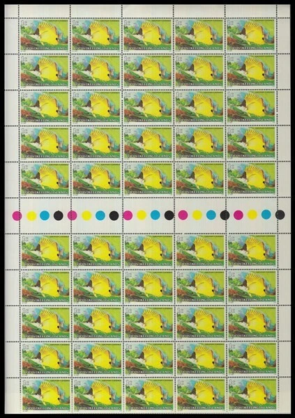 COCOS KEELING IS 1979 1c FISH COMPLETE SHEET OF 50 UHM (ID:R13552) - Image 1 of 1