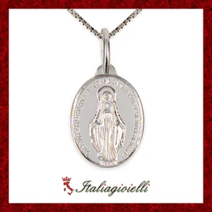Collana Madonna Miracolosa Unisex Donna Uomo in Argento 925 rodiato Oro Bianco - Foto 1 di 6