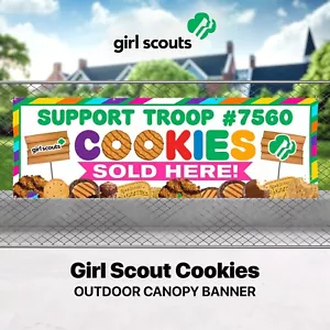 Girl Scout Cookie Sale Canopy Tent Banner - Sold Here - Troop - Poster Sign - Picture 1 of 11