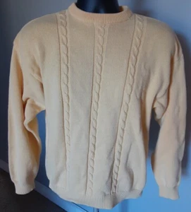 Badge Knit Sweater Boys Size 10/12 Cable Yellow Vintage - Picture 1 of 5