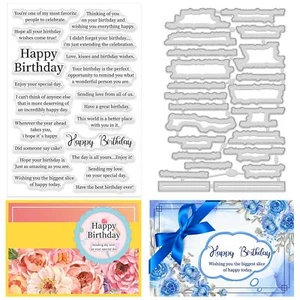 Stamps and Dies for Card Making Birthday Sentiment Clear Stamps Happy Birthday - Picture 1 of 7