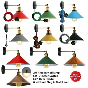 Plug In Wall Light Indoor Wall Lamp With Dimmer Switch Metal Industrial E27 - Picture 1 of 68