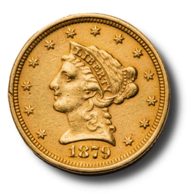 1879 年 2.5 美元黄金自由女神头自由女神 25 美分鹰硬币罕见 — 第 1/3 张图片