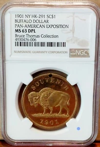 1901 NY HK-291 SO-CALLED DOLLAR BUFFALO DOLLAR PAN-AMERICAN EXPO NGC MS 63 DPL - Picture 1 of 2