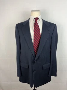 VINTAGE Burberry Men's Gray Navy Blue Striped Wool Suit 44L 39X32 $1,895 - Picture 1 of 17