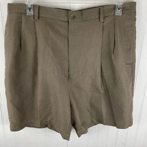ROUNDTREE & YORKE Brown linen cotton blend Pleated SHORTS 38 NEW WITH TAGS NWT - Picture 1 of 9