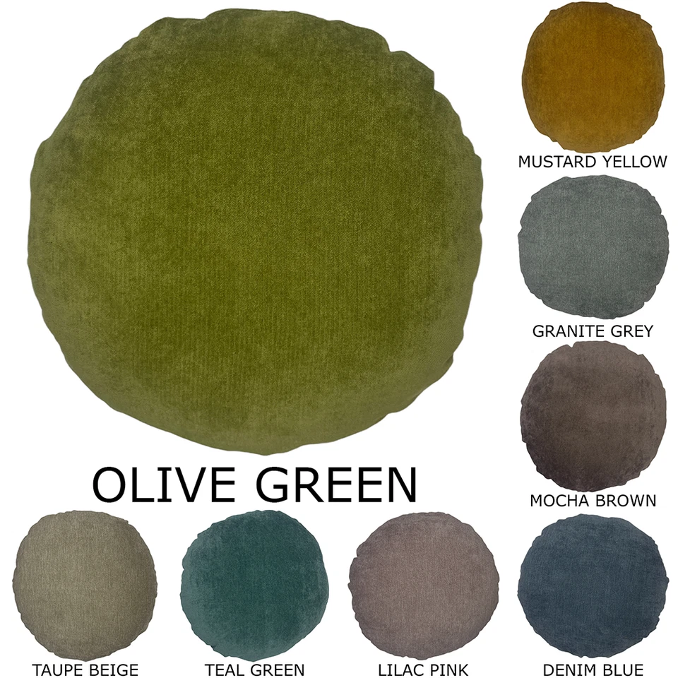 Premium Circle Fernando Faux Suede Cushion Cover Round Pillow Case Sofa Bed - Image 1 of 1