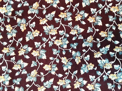 Windham Fabrics by Mary Koval Sophie Cotton Fabric Brown Blue Yellow Floral 1 Yd - Image 1 of 4
