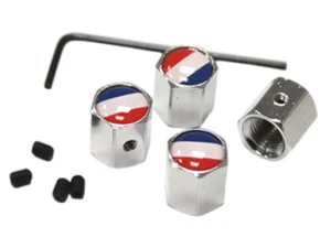 4 Chrom Ventilkappen mit Frankreich Flagge für Renault Alpine Citroen Peugeot - Picture 1 of 1