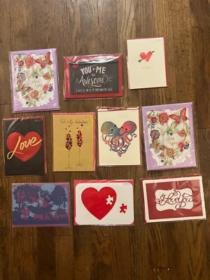 PAPYRUS Lot of 10 Valentines Day Cards For Couples-New In Package Embellished 2 - Image 1 of 2