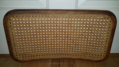 Reposacabezas con respaldo de silla vintage de mimbre y madera años 70 años 80 retro 18x10 Foto 1 de 4