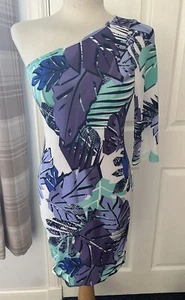 Lipsy One Shoulder Dress Uk Size 12 Palm Tree - Picture 1 of 2