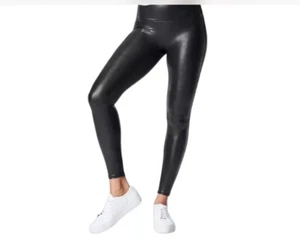 SPANX Women Faux Leather Leggings Size L Stretch Texture Sheen NWOT - Picture 1 of 15