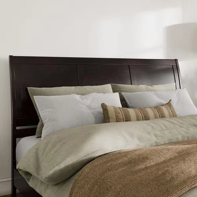 Portland Brown King Sleigh Solid Wood Panel Headboard with Attachable Charger - Image 1 of 4