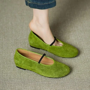 Zapatos Mary Jane de cuero real para mujer de gamuza de cuero de vaca bajos ocultos - Imagen 1 de 27