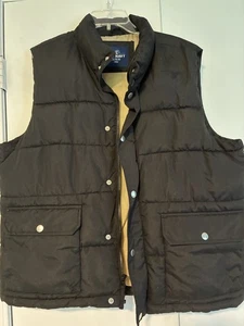 Old Navy Puffer Vest Mens Size XL Black Snap Zip Excellent Condition  - Picture 1 of 7