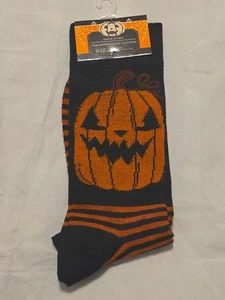 Halloween themed socks Men's size 6-12. NWT Scary Pumpkin pattern, Orange & Blk. - Picture 1 of 3