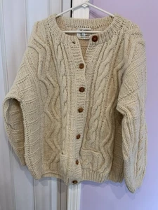 Vtg Rey Wear Wool Sweater Bolivia Button Up Cable Knit Front Pockets Sz XL - Picture 1 of 8