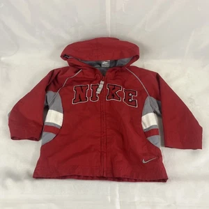 Giacca a vento vintage anni 90 Y2K Nike bambino taglia 2T Just Do It Swoosh rosso grigio - Foto 1 di 7