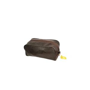 Maison Blanche Mens Grooming Case Brown Pockets Zip Travel Size 9.5" X 4.5" - Picture 1 of 7