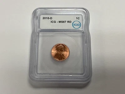 2010-D Lincoln Shield Cent ICG MS67 RED - Greysheet Price = $850! - Image 1 of 4