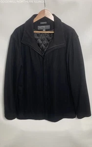 Vintage Perry Ellis Portfolio Black Wool Blend Quilt Lined Jacket Size L - Picture 1 of 5
