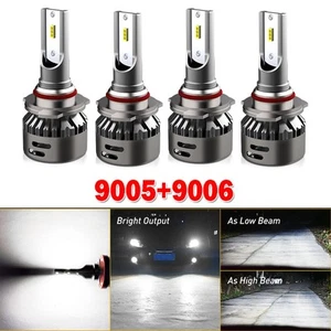 AUXITO 9005 4x 9006 Headlight LED Bulbs High Low Beam Combo 6500K White Canbus A - Picture 1 of 21