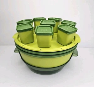 Tupperware Micro Gourmet Steamer 2 Tier Microwave Cooker + 8 Remakins Green NEW  - Picture 1 of 12