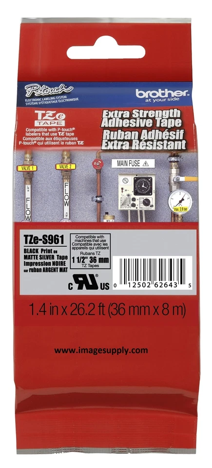 GENUINA Brother 1-1/2" 36 mm Cinta Extra Longitud Negra/Plateada para PT-9700PC Foto 1 de 1