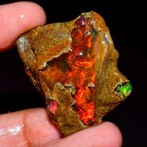 Opal Rough, Ethiopian Opal Raw, Loose Gemstone Oil Opal Rough Wt 47.50, 34X30X8 - Picture 1 of 4