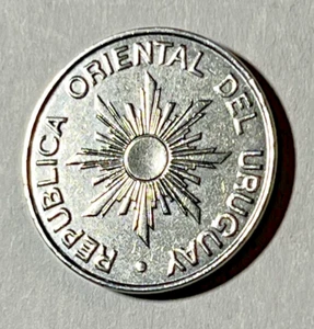 1989 Uruguay Coin 10 nuevos pesos Radiant Sun Without Face - Picture 1 of 2