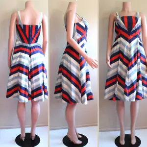 Maeve Anthropologie 6 S Dress Cotton Stripe Sleeveless Red White Blue Nautical - Picture 1 of 12