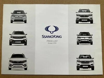 SsangYong UK Market Car Price List - October 2018 - Image 1 of 3