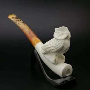 Owl Meerschaum Cigarette Holder,Unique Block Meerschaum Pipes - Picture 1 of 8