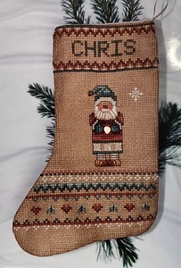 Folk Santa Stocking pattern with charms Lorri Birmingham Christmas - Picture 1 of 4