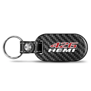 426 HEMI Real Carbon Fiber Dog-Tag Style Key Chain for Dodge Jeep RAM Chrysler - Picture 1 of 6