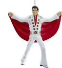New Kurt Adler - Blow Mold Elvis White Jumpsuit With Red Cape Ornament