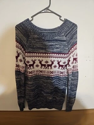 Suéter de Natal renas marca Bongo tamanho médio cinza e bordô  - Imagem 1 de 4